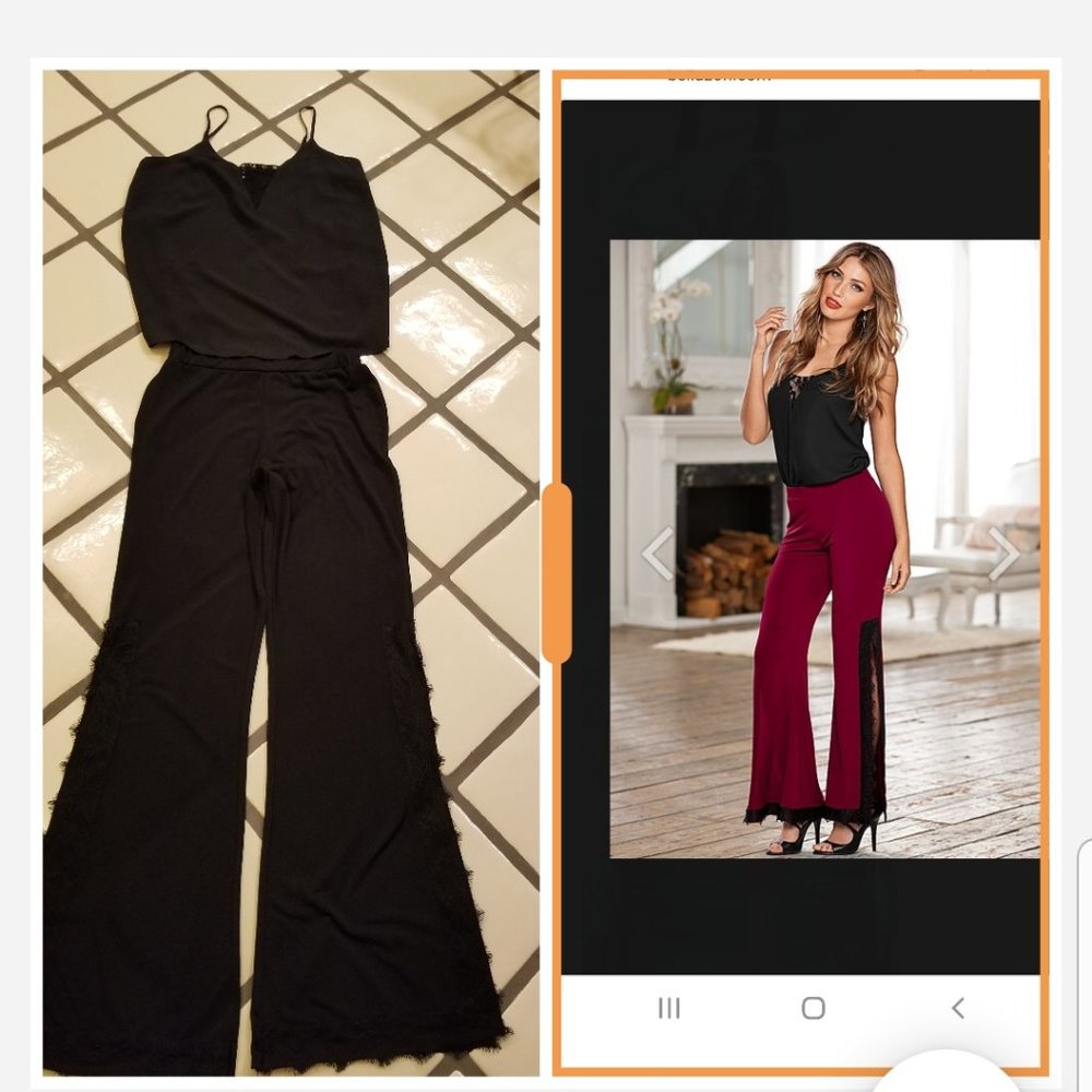 VENUS 2 piece Black Top&Black Pant Sexy Outfit